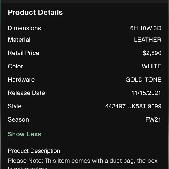 ❗️SOLD❗️Gucci White Quilted Shoulder Bag with Gold Double-G Hardware - Picture 8 of 8